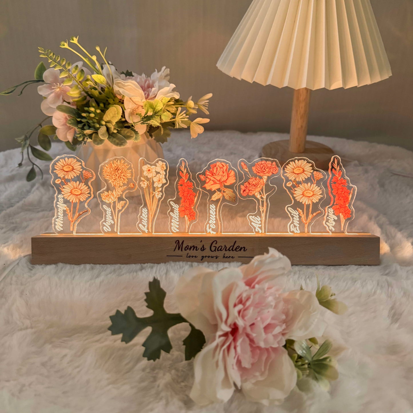 50%OFF✨Custom Birth Flower 3D Crystal Acrylic LED Light