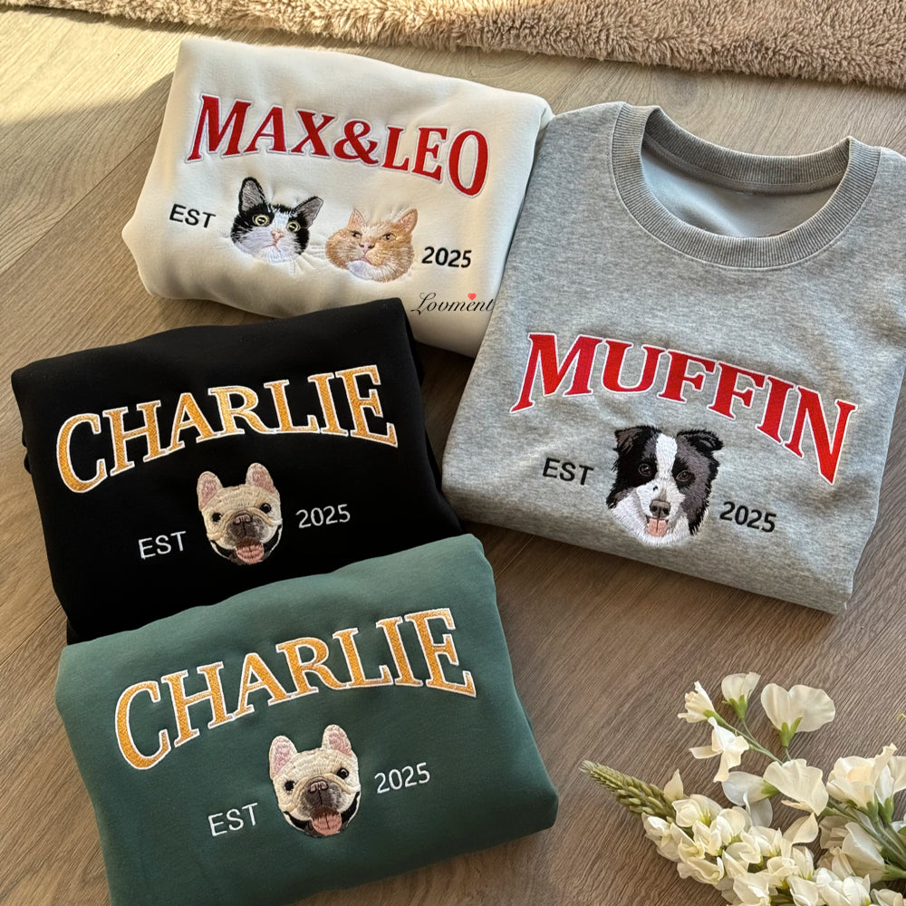 Custom Embroidered Pet Portrait Hoodie💕Crewneck