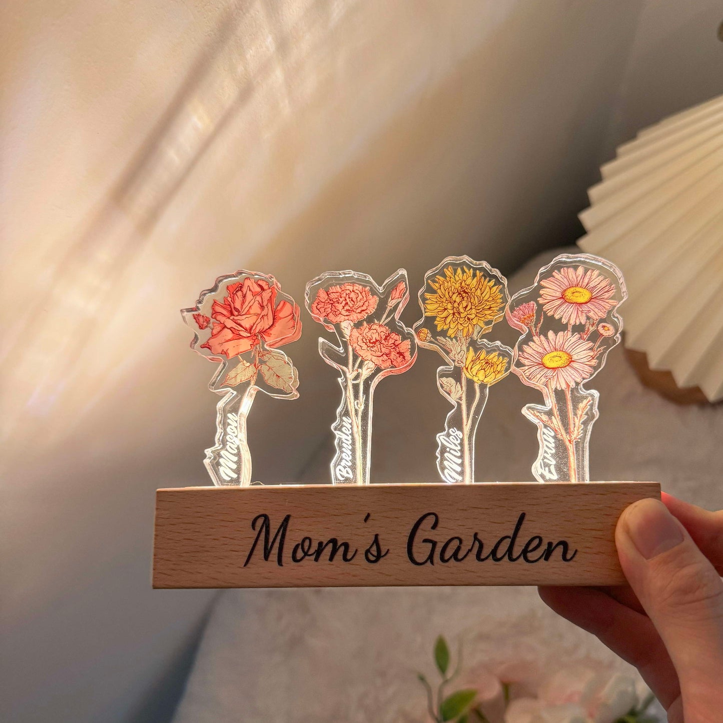 50%OFF✨Custom Birth Flower 3D Crystal Acrylic LED Light