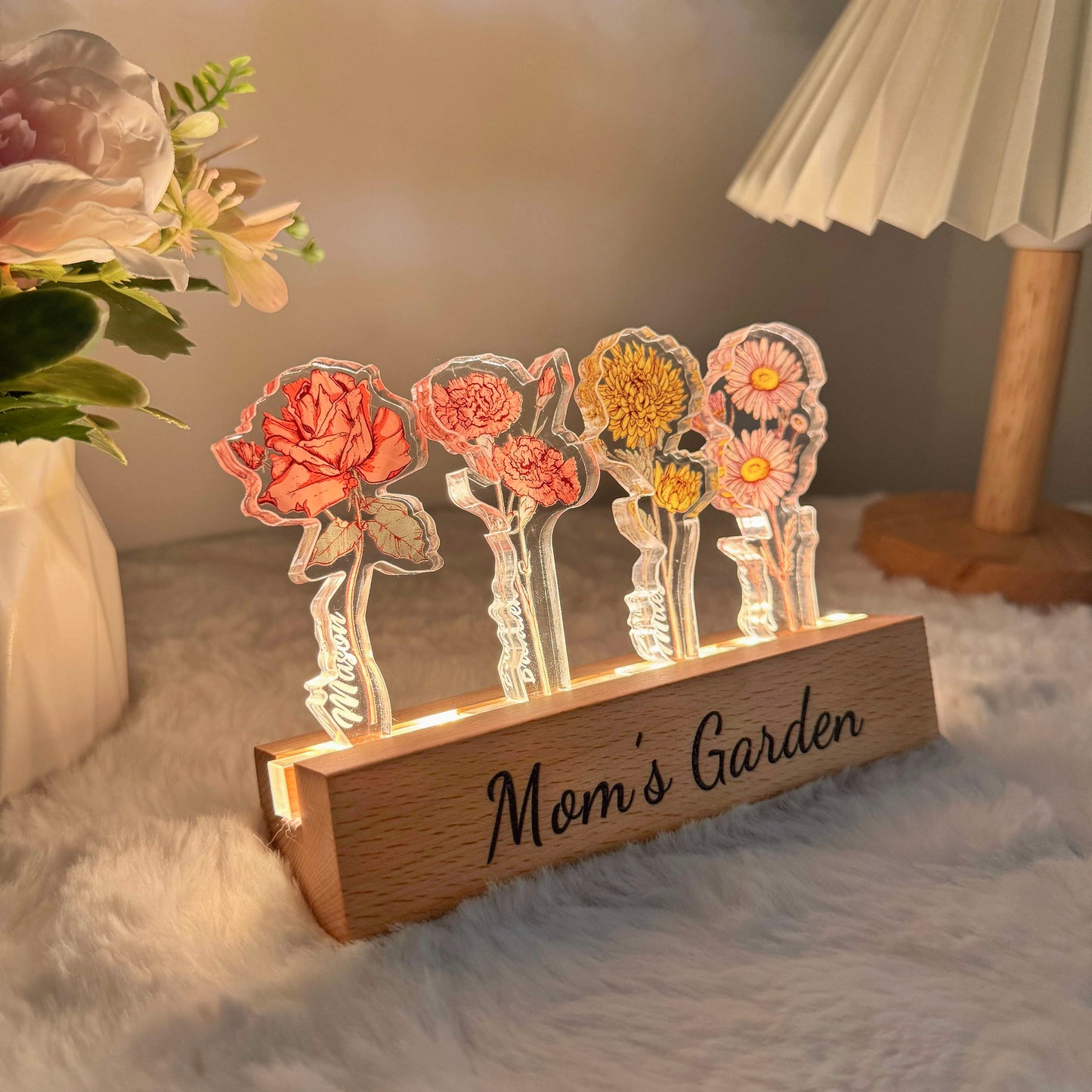 50%OFF✨Custom Birth Flower 3D Crystal Acrylic LED Light