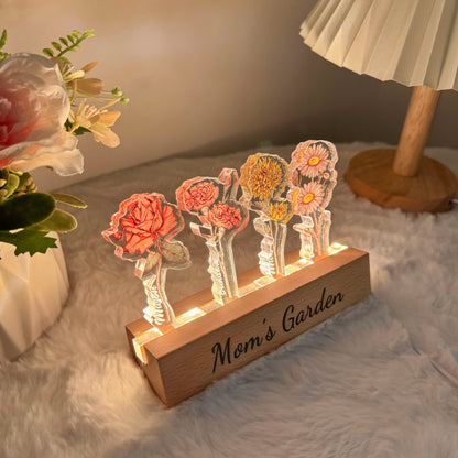 50%OFF✨Custom Birth Flower 3D Crystal Acrylic LED Light