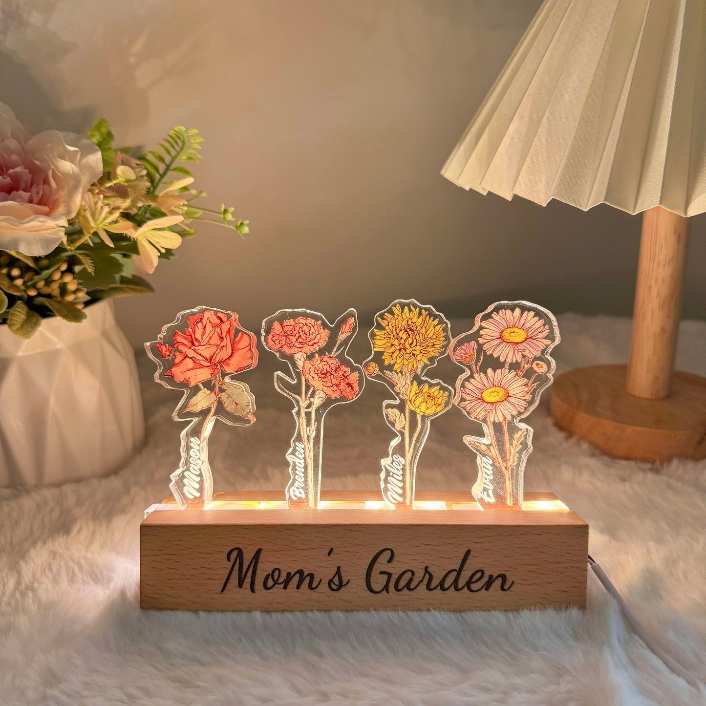 50%OFF✨Custom Birth Flower 3D Crystal Acrylic LED Light